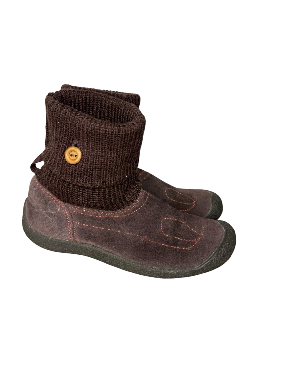 Keen Shay Suede Knit Foldover‎ Ankle Boots Chocolate Brown 8.5